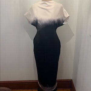 ASOS DESIGN Ombré Black/Cream Backless Gown 10 NWOT